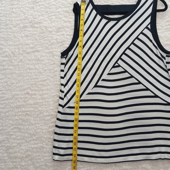 Tank Top Size L Striped Black White Knit Nautical Preppy Sailorcore Cruise Retro - Picture 5 of 13